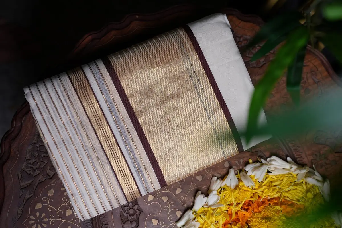 Pure Handloom Balaramapuram Premium Kasavu Set Mundu – Elegant Classics Collection