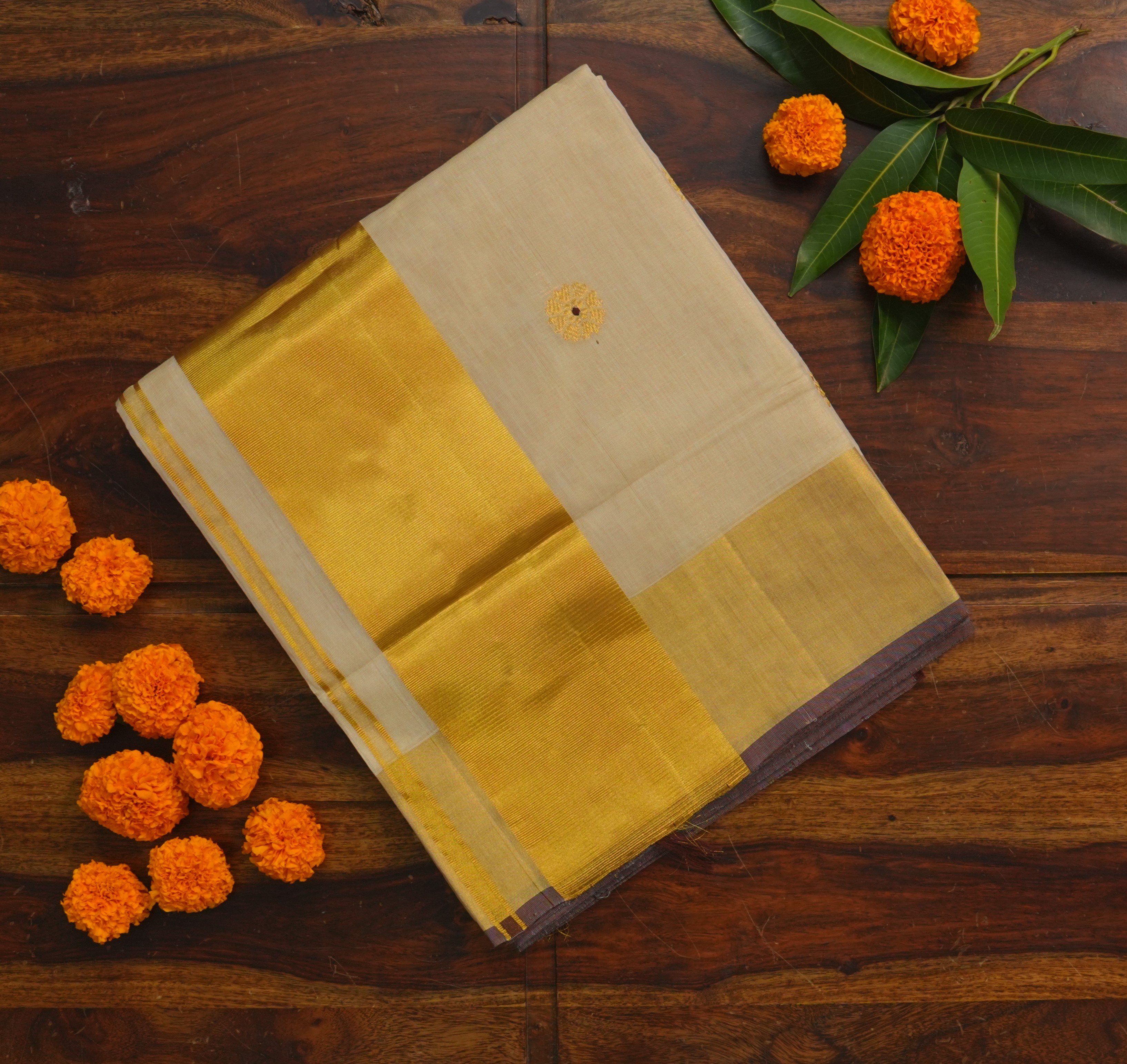 Pure Handloom Premium Tissue Kasavu Saree – Meenakari Heritage Wedding Collection